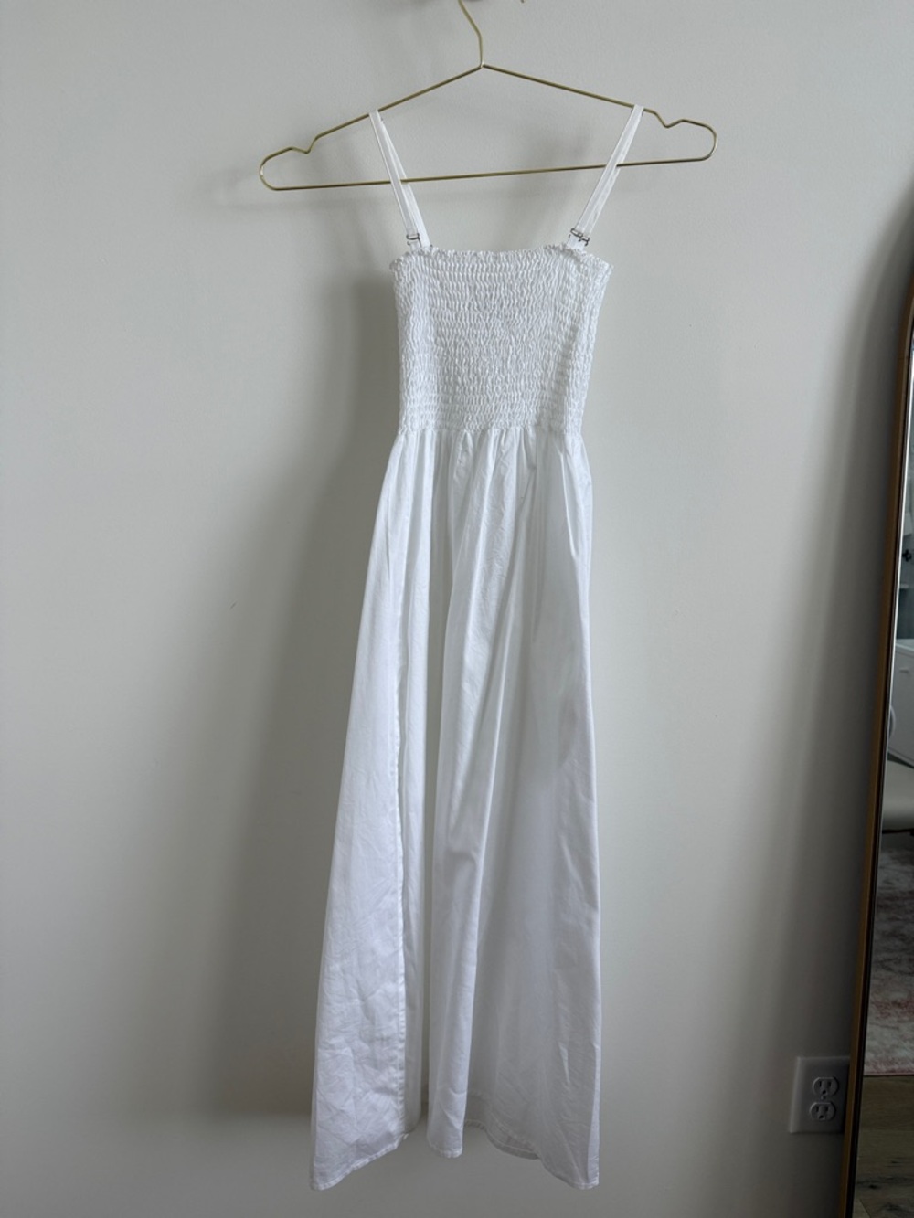 White Smocked Midi Dress - Classic Women’s Summer Dress